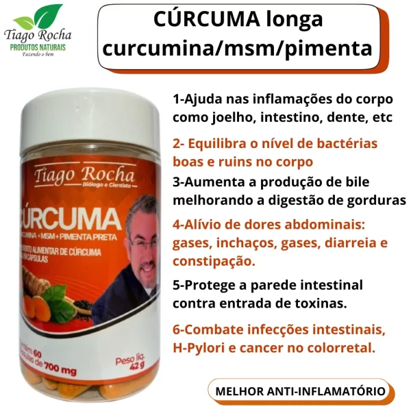 Anti-Inflamatória Verdadeira Cúrcuma MSM Pmta Tiago Rocha